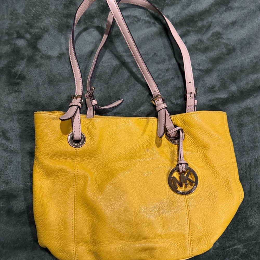 Michael Kors Yellow Shoulder Bag with Tan Straps
